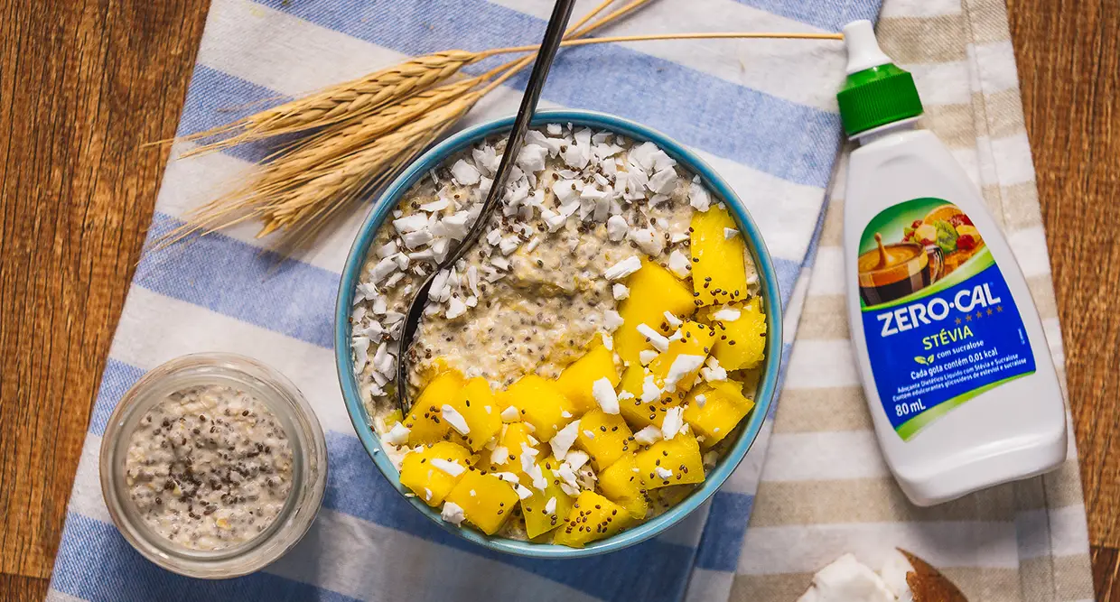 Imagem de Overnight Oats de Manga e Coco com Zero-Cal